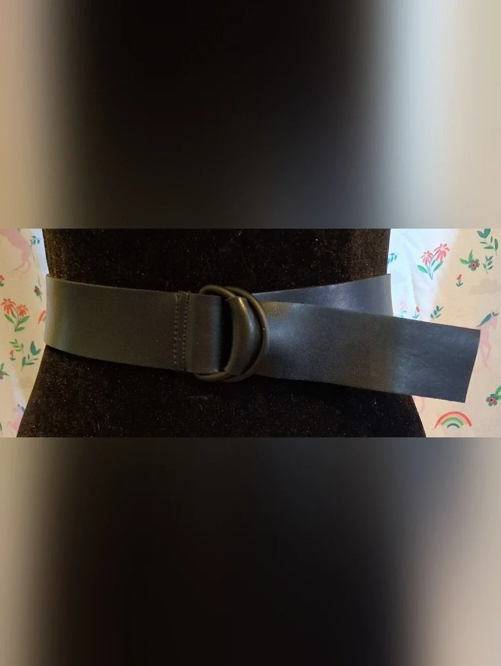 NWOT Norma Kamali Black Vegan D-Ring Casual Everyday Quiet Luxury Belt SZ L 40in
